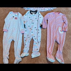 Lot of fleece footed pajamas